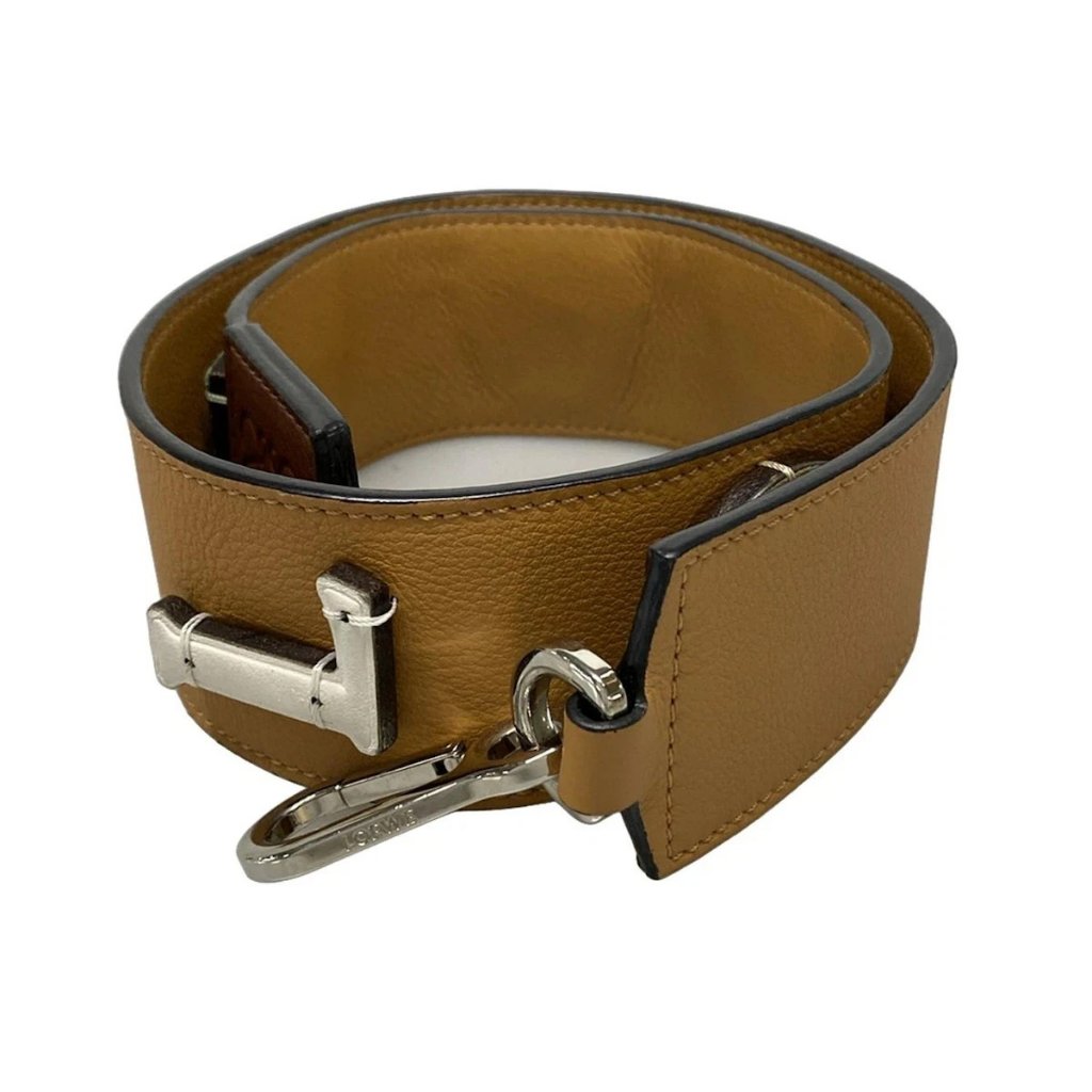 Auth Loewe Logo Strap 109.30ab34 Light Brown Brown Multi Classic Calf Leather